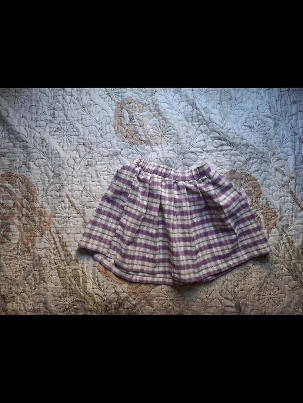 Plaid Purple Cotton A-Line Skirt